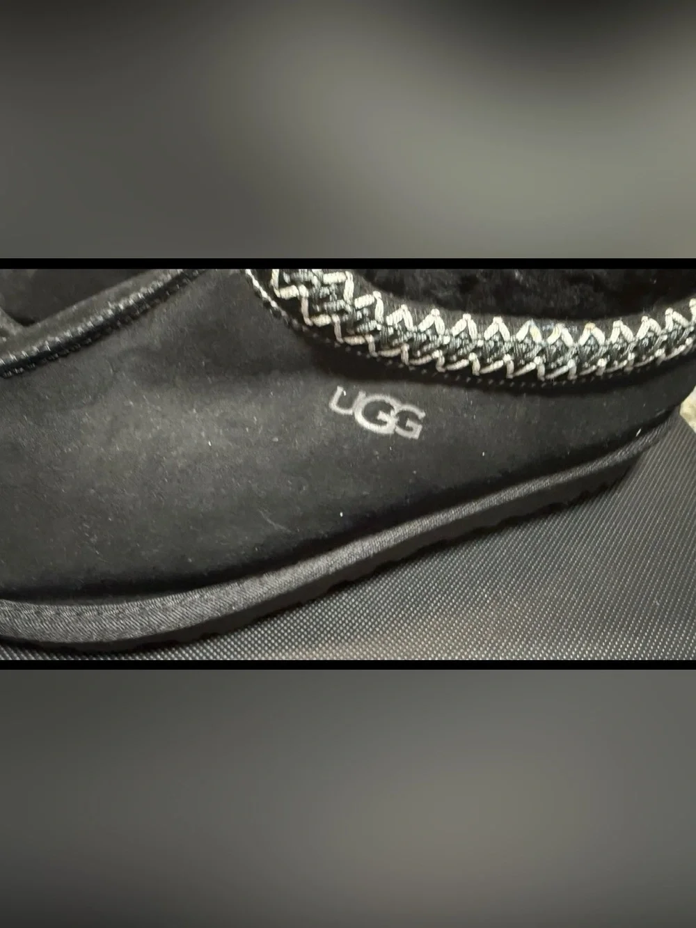 UGG Tasman Slippers Black Suede Sherling Lined Mule Men's Shoes US 8 UK 7 - Picture 5 of 11